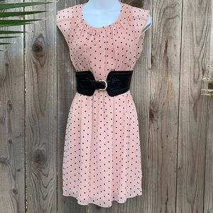 Polka dot dress with belt